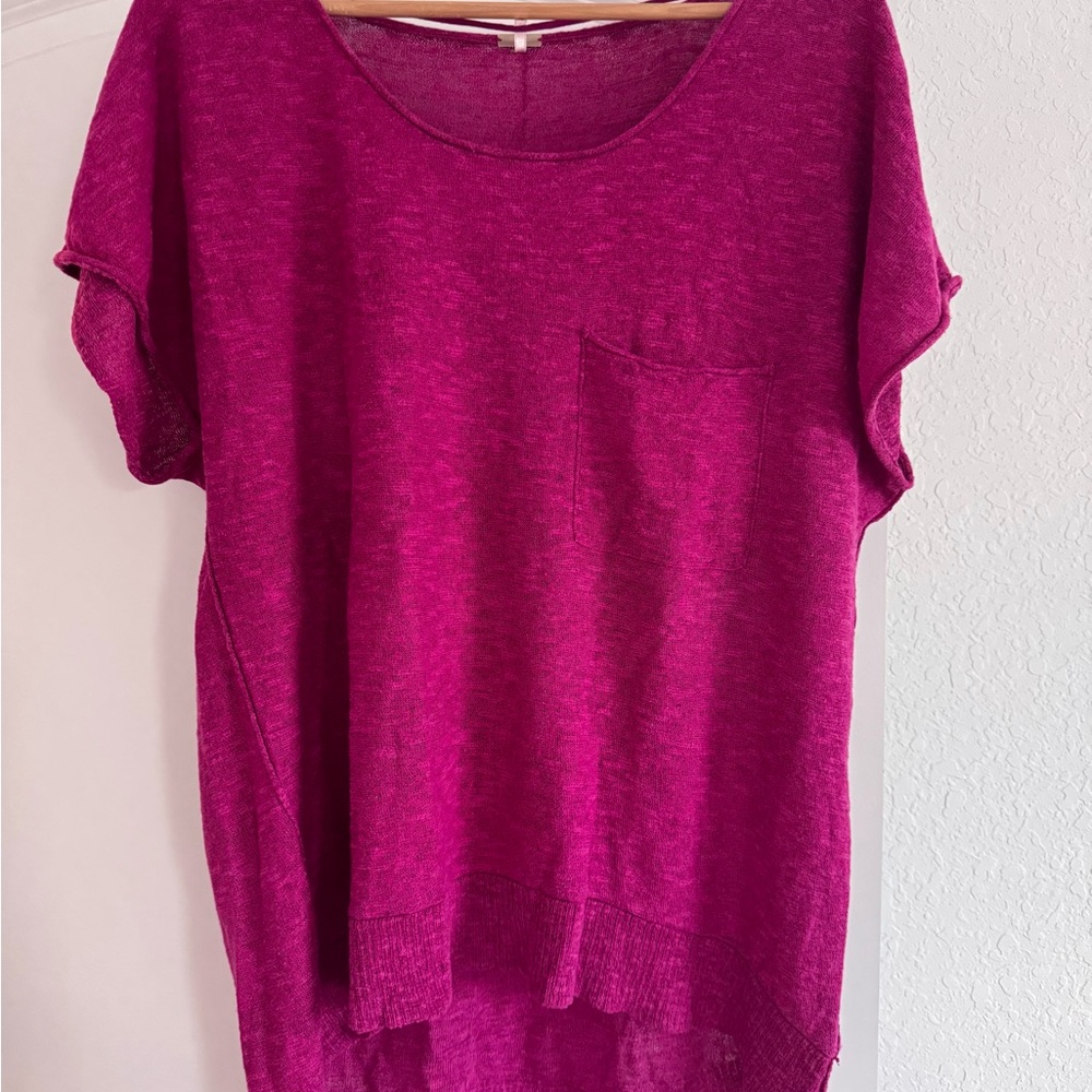 Free People Magenta Short Sleeve Tee